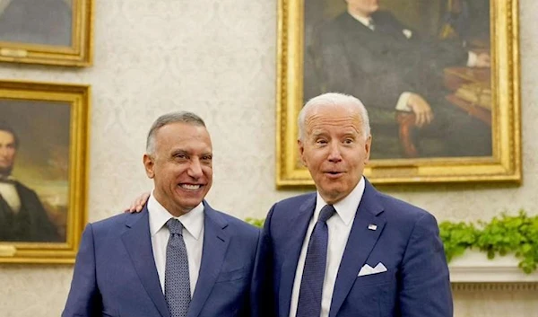 Iraqi Prime Minister Mustafa Al-Kadhimi meets with US President Joe Biden in the Oval Office of the White House in Washington, July 26, 2021 (AFP)