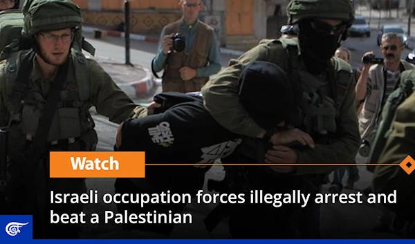 Israeli occupation forces illegally arrest and beat a Palestinian