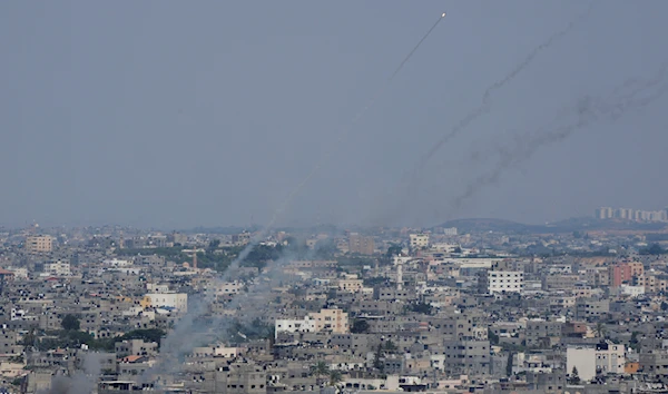 Rockets are launched from the Gaza Strip towards occupied lands, Gaza city, Palestine, Saturday, August 6, 2022 (AP Photo/Hatem Moussa)