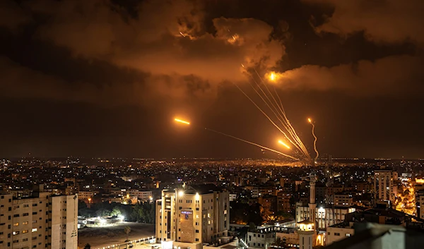 Rockets fired by Palestinian resistance toward occupied lands, Gaza city, Friday, Aug. 5, 2022 (AP Photo/Fatima Shbair)