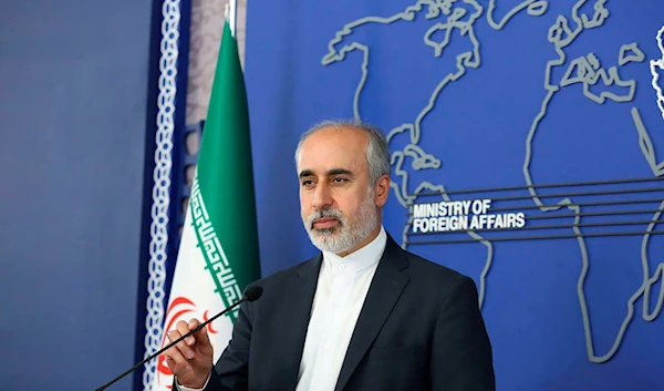 In this photo released on Thursday, Aug. 11, 2022, by the Iranian Foreign Ministry, Foreign Ministry spokesperson Nasser Kanaani speaks in Tehran, Iran (Iranian Foreign Ministry via AP, File)