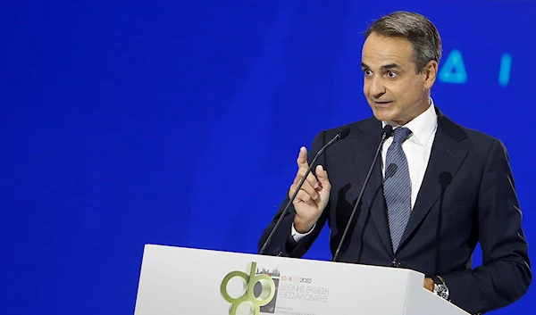 Greece's Prime Minister Kyriakos Mitsotakis, addresses attendants at the opening ceremony the Thessaloniki International Trade Fair, in the northern Greek city of Thessaloniki, Saturday, Sept. 10, 2022 (AP Photo/Giannis Papanikos)