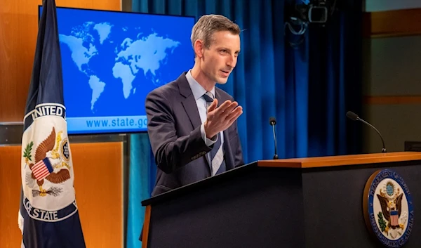 State Department spokesman Ned Price speaks during a news conference at the State Department in Washington, DC