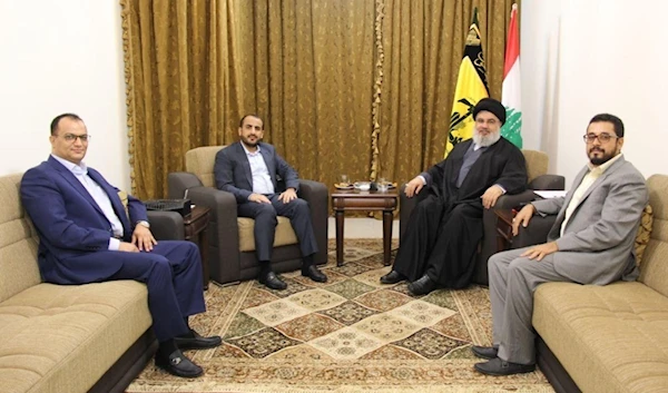 Ansar Allah spokepserson Mohammad Abdulsalam heading the Yemeni delegation meet with Hezbollah Secretary-General Sayyed Hassan Nasrallah