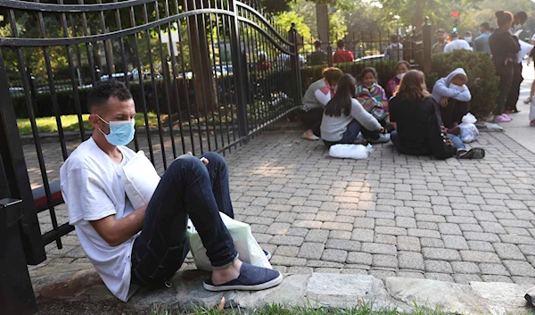 Migrants in Washington D.C. near VP Harris' residence (Getty Images)