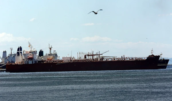 The Iranian oil tanker Forest is anchored off the dock of El Palito refinery near Puerto Cabello, Venezuela, Tuesday, Sept 29, 2020 (AP Photo/Juan Carlos Hernandez)