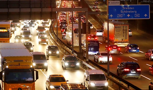 Cars queue during traffic jam on the city highway A100 at rush hour in Berlin, Germany (Reuters)