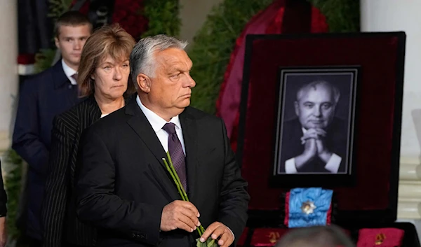 Hungary's Prime Minister Viktor Orban attends former USSR President Mikhail Gorbachev's funeral in Moscow (AFP)