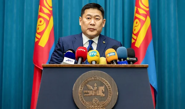 Mongolia's Prime Minister Luvsannamsrai Oyun-Erdene speaks in Ulaanbaatar, the capital of Mongolia, on Feb. 14, 2022 (AFP).