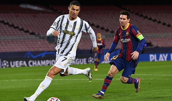 Cristiano Ronaldo and Lionel Messi in December 2020 when Juventus beat Barcelona (ArabianBusiness)