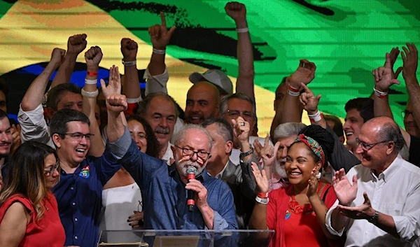 Elected president for the leftist Workers Party Luiz Inacio Lula da Silva speaks after winning the presidential run-off election, in Sao Paulo, Brazil, on October 30, 2022(NELSON ALMEIDA / AFP)