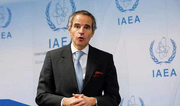 IAEA chief Rafael Grossi at a press conference after an IAEA meeting on Ukraine at the HQ in Vienna (AP)