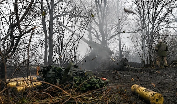 An undated  photo depicting Russian artillery piece somewhere in the Donbass region (Telegram)