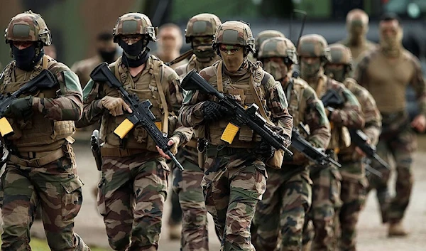 French soldiers take part in a live mobility demonstration to present France's military capabilities in Versailles, near Paris, October 8, 2020. (Benoit Tessier for Reuters)