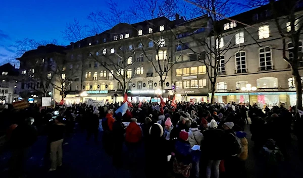 Protestors in Lucerne, Switzerland on January 23, 2023