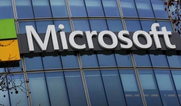 The Microsoft logo is pictured outside the headquarters in Paris, January 8, 2021. (AP)