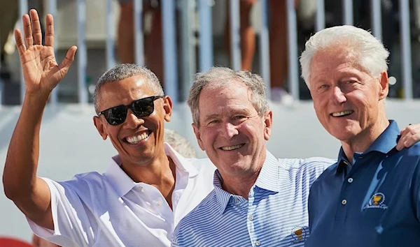 Ex-US presidents Barack Obama, George W. Bush and Bill Clinton during the Presidents Golf Cup in 2017 (Getty/Icon Sportswire)