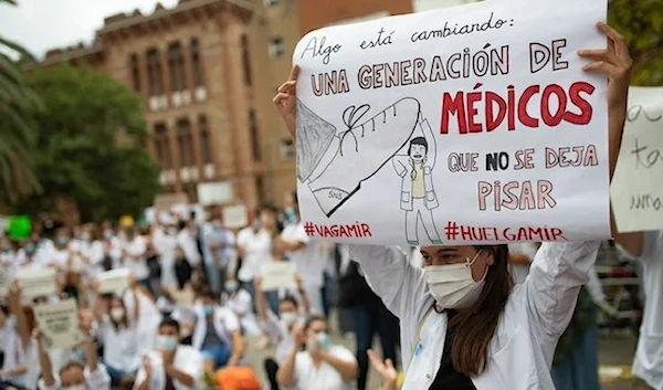 Doctors are striking in Catalonia. (AFP)