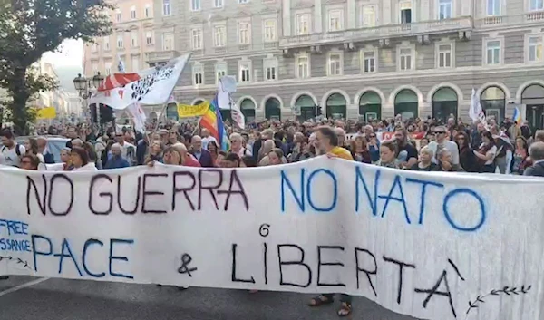 Italians protest against their country's membership in NATO in the capital Rome, on October 16, 2022 (Social media)