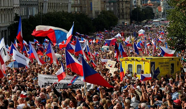 Demonstration against the government, on Wenceslas Square, in Prague, Saturday, September 3, 2022 (AP Photo)