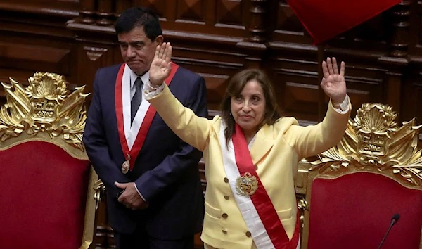 Incumbent Peruvian president Dina Boluarte on the day of her being sworn-in in Lima in December (Reuters)