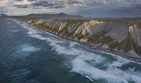 An aerial view of the contested islands known as the Kurils in Russia and the Northern Territories in Japan, on March 16. (Getty Images)