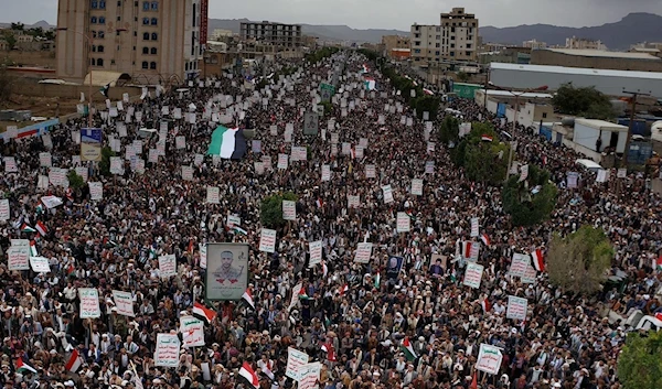 Marches in solidarity with Palestine in the capital city of Yemen, Sanaa, during celebrations of al-Quds day, April 29 2022