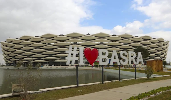 A newly built stadium that will host Arab Gulf Cup is see in Basra, Thursday, Jan. 5, 2023. (AP Photo/Nabil al-Jurani)