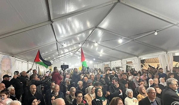 The tent erected to welcome back Freed Palestinian prisoner Karim Younis.