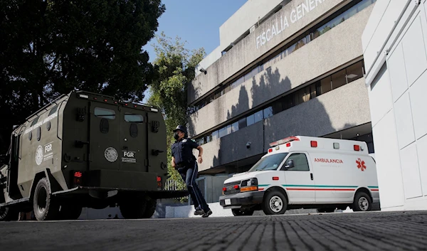 A vehicle inside the Attorney General's Office for Special Investigations on Organized Crime (FEMDO), following the detention of Mexican drug lord Ovidio Guzman, son of Joaquin "El Chapo" Guzman, in Mexico City, Mexico January 5, 2023. (Reuters)