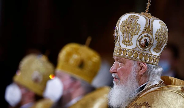 Patriarch Kirill of Moscow and All Russia holds service in celebration of the Orthodox Christmas in Moscow, Russia, January 6, 2022. (Reuters)