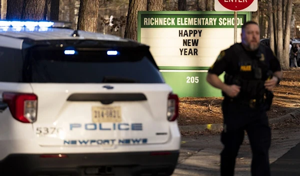 Police in front of the Virginia school (LA Times)