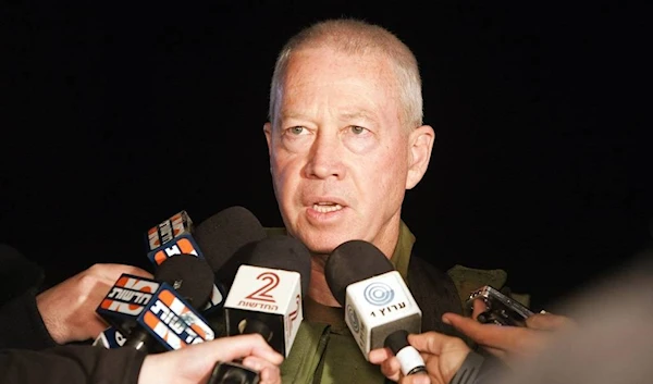 Yoav Gallant, here as chief of Israel's Southern Command, holds a news conference near the border with the Gaza Strip on March 26, 2010. (Jack Guez/AFP via Getty Images)