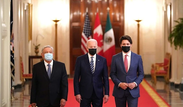 Andrés Manuel López Obrador, Joe Biden and Justin Trudeau at the last North American Leaders’ Summit in Washington, DC, in November of 2021. (AFP)