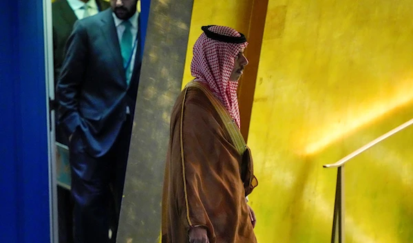 Saudi Arabian Foreign Minister Prince Faisal bin Farhan Al Furhan Al-Saud arrives to address the 78th session of the United Nations General Assembly, Saturday, Sept. 23, 2023, at United Nations headquarters. (AP)