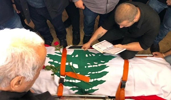 Funeral procession of journalist Issam Abdallah, in al-Khiam, South Lebanon