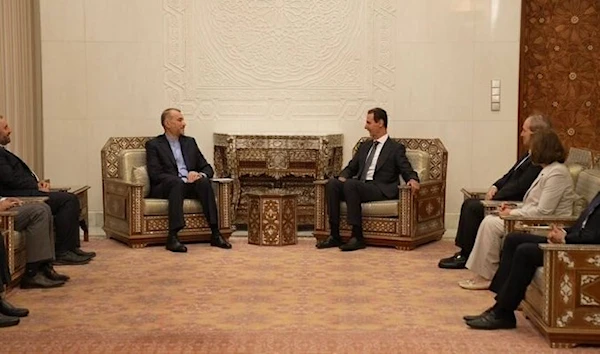 Syrian President Bashar al-Assad meeting with Iranian Foreign Minister Hossein Amir-Abdollahian on October 13, 2023. (Mehr news agency)