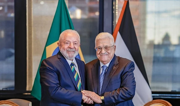 This undated photo shows Palestinian President Mahmoud Abbas with his Brazilian counterpart, Lula da Silva. (Brazilian President's office)