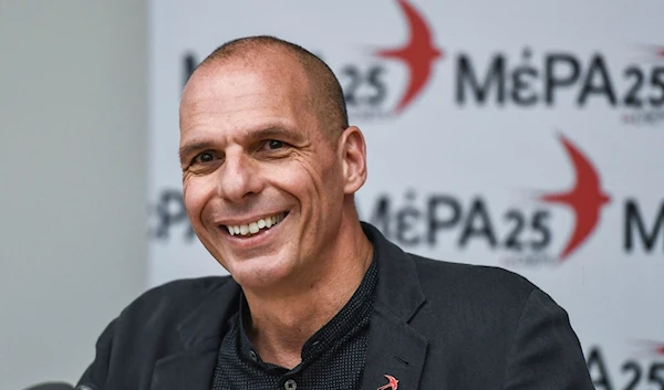 Yanis Varoufakis speaks during a press conference on May 29, 2019 in Athens. (AFP)