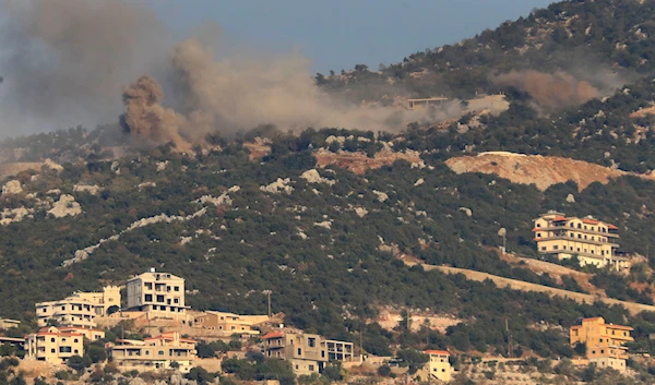 Smoke rises from Israeli shelling on the outskirts of the Lebanese village of Kfar Chouba, Lebanon, Oct. 14, 2023 (AP)