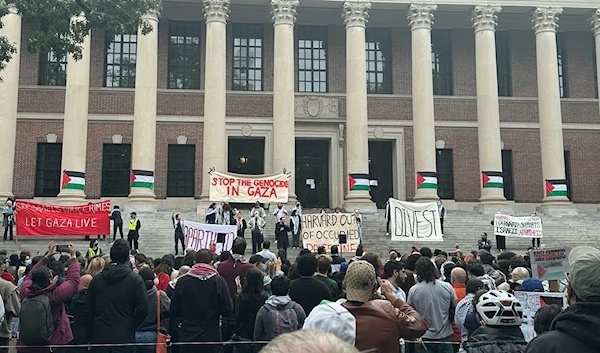 Pro-Palestine protest in Harvard University, US, October 14, 2023. (Social Media)