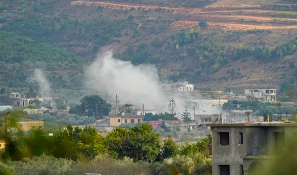 Smoke rises after, a Lebanese border village with Israel, south Lebanon, Thursday, Oct. 19, 2023 (AP)