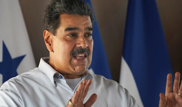 Venezuela´s President Nicolas Maduro speaks during a summit on migration in Palenque, Mexico, Sunday, Oct. 22, 2023. (AP)