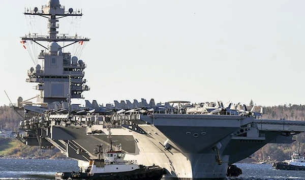 The USS Gerald R. Ford, arrives in Halifax, on Oct. 28, 2022. (AP)