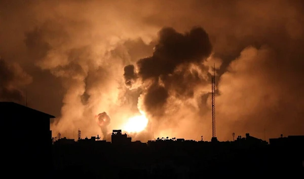 This image grab from AFP TV footage shows fire and smoke rising above Gaza City during an Israeli strike on October 27, 2023. (AFP)