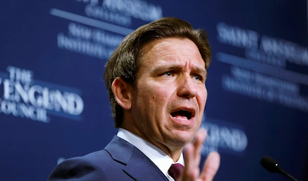 Republican presidential candidate, Florida Gov. Ron DeSantis, speaks at Saint Anselm College, in Manchester, New Hampshire, October 13, 2023. (AP)