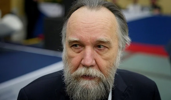 The leader of the International Eurasian Movement, political scientist Alexander Dugin, Pushkin State Museum in Moscow, Russia, Tuesday, March 14, 2023 (AP)