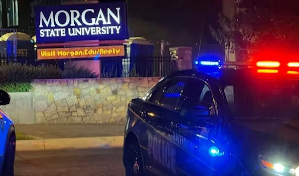 Baltimore police respond to a shooting at Morgan State University, Tuesday, Oct. 3, 2023, in Balitmore. (The Baltimore Sun via AP)