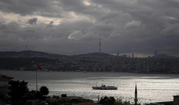 A ferry crosses the Bosphorus on a cloudy morning a day after heavy rains in Istanbul, Türkiye, Wednesday, Sept. 6, 2023 (AP)