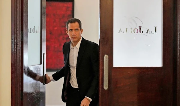 Venezuelan opposition leader Juan Guaidó arrives at a news conference, on Thursday, April 27, 2023, Florida (AP)